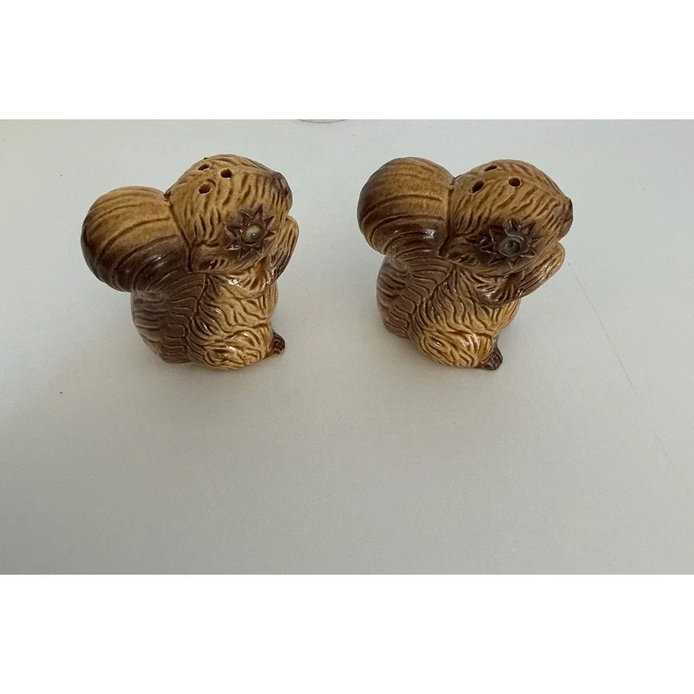 Vintage Googley Eyes Squirrel Brown and Tan Salt and Pepper Shakers